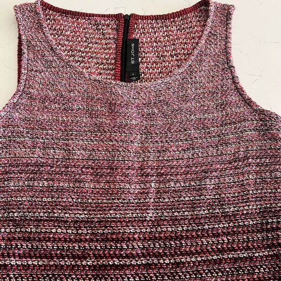 St. John Dress burgundy and Black Sleeveless Knit Dress size 12 - Picture 3 of 9